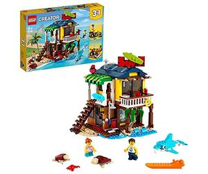 LEGO 31118 Creator 3-en-1 La Maison sur la Plage du Surfeur, Jeu de Construction, Figurines Animaux Marins, Piscine, Idée Cadeau Enfants 8 Ans et Plus