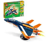 LEGO® Creator 31126 L’Avion Supersonique, Jouet 3 en 1 Hélicoptère Bateau Avion