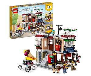 LEGO 31131 Creator 3-en-1 Le Magasin de Nouille du Centre-Ville, Jouet Transformable en Magasin de Cycles, en Kiosque à Journaux ou en Salle d’Arcade