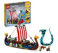 LEGO 31132 Creator 3-en-1 Le Bateau Viking et Le Serpent de Midgard: Set Transformable en Maison avec Dragon ou Loup, Jouet Multifonction Stimulant l'Imagination, Idée Cadeau pour Enfants