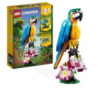 LEGO 31136 Creator 3-en-1 Le Perroquet Exotique, Jouet de Construction, Figurines Animaux de la Jungle, avec Grenouille et Poisson, Jeu Créatif Enfants Dès 7 Ans