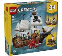 LEGO Creator 3-en-1 Bateau Pirate Mythique - Jouet - Maquette se Transformant en Château ou Bateaux Jumeaux - Décoration Chambre d'enfant - Cadeau d'anniversaire pour Garçon ou Fille dès 9 Ans 31387