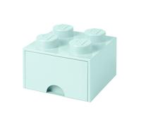 Lego 40051742 Brique 4 Boutons, 1 tiroir, boîte de Rangement empilable, 4.7 l, Turquoise, Plastique, Aqua Bleu Clair, 25 x 25 x 18 cm