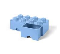 Lego-4006 Brique Lego 8 Boutons, 2 tiroirs, boîte de Rangement empilable, 9.4 l, Bleu Vif Clair, 40061736, 8 plots
