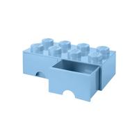 Lego-4006 Brique Lego 8 Boutons, 2 tiroirs, boîte de Rangement empilable, 9.4 l, Bleu Vif Clair, 40061736, 8 plots