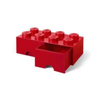 LEGO 40061730 Brique de rangement empilable Légo 8 plots 2 tiroirs Plastique Rouge H18 x 25 x 50 cm