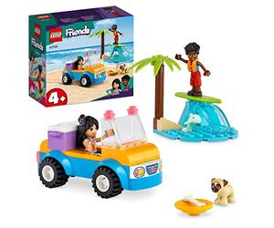 LEGO 41725 Friends La Journée à la Plage en Buggy, Jouet avec Voiture, Planche de Surf, Mini-Poupées, Plus Figurines d'animaux Dauphin et Chien, pour Enfants, Filles et Garçons Dès 4 Ans