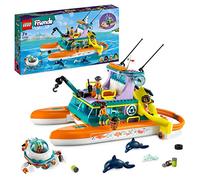 LEGO 41734 Friends Le Bateau de Sauvetage en Mer, Jouet avec Figurines de Dauphins et sous-Marin, Jeu Éco Éducatif, Cadeau avec Animaux pour Enfants, Filles et Garçons Dès 7 Ans à Noël