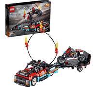 LEGO 42106 Technic Stunt-Show avec camion et moto Jouet pour enfants, modèle 2 en 1, camion avec moteur à friction et remorque