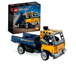 LEGO 42147 Technic Le Camion à Benne Basculante, 2-en-1, Maquette Engin de Chantier à Jouet de Pelleteuse, Ingénierie pour Enfants 7 Ans, Idée Cadeau