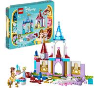 LEGO 43219 Disney Princess Boîte de châteaux créative, jeu de châteaux avec mini-poupées Belle et Cendrillon et boîte de tri de briques, jouets de voyage pour filles et garçons de 6 ans et plus