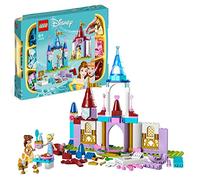 LEGO 43219 Disney Princess Châteaux Créatifs, Jouet Château avec Mini-Poupées Belle et Cendrillon et Boîte de Rangement en Briques, Enfants, Filles et Garçons 6 Ans