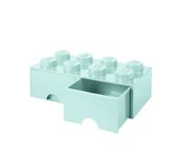 LEGO 5711938029906 brique 8 boutons, 2 tiroirs, boîte de rangement empilable, 9.4 l, Aqua Bleu Clair, Plastique, 50 x 25 x 18 cm