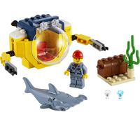 LEGO 60263 City Mini-sous-marin pour les explorateurs marins, Jouet à partir de 4 ans, Jeu de construction avec figurine de requin pour les aventures sous-marines