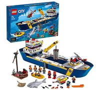 LEGO City 60266 – Bateau d'exploration océanique, hélico, sous-marin, 8 minifigurines (745 pièces)
