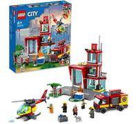 LEGO 60320 City Fire La Caserne Des Pompiers, Jouet de Garage, avec Jouet Camion et Hélicoptère, pour Garçons et Filles Dès 6 Ans