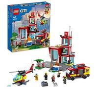 LEGO 60320 City Fire La Caserne des Pompiers, Set avec Garage, Jouet Camion et Hélicoptère pour Les Enfants dès 6 Ans