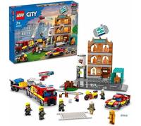 LEGO 60321 City Fire La Brigade des Pompiers, Jouet de Camion, Moto et Remorque, avec Figurine de Chien, Garçons et Filles Dès 7