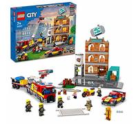 LEGO 60321 City Fire La Brigade Pompiers: Jeu de Construction avec Minifigurines, Jouet de Camion, Moto et Remorque, Idée Cadeau pour Les Enfants de 7 Ans et Plus