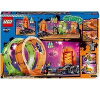 LEGO 60339 City Stuntz L'Arene de Cascade avec Double Looping, Monster Truck Jouet, avec Moto, Figurine Cascadeur, Enfants Des 7