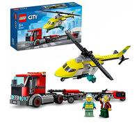 LEGO 60343 City Great Vehicles Le Transport de L’Hélicoptère de Secours, Jouet de Camion, avec Minifigurines, Cadeau pour Les Garçons et Filles 5 Ans