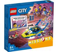 LEGO 60355 City Missions de détective de la police maritime, avec bateau et 4 minifigurines