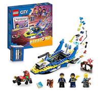 LEGO 60355 City Missions des Détectives de la Police sur l’Eau, Jouet de Construction Interactif avec Briques, Bateau en Briques et 4 Minifigurines