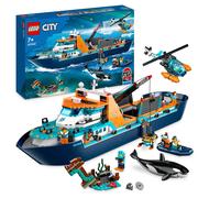 LEGO 60368 City Arctic Explorer Ship, Large Toy Boat that Floats with a Helicopt