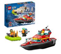 LEGO 60373 City Fire Rescue Boat Toy, Floats on Water, with Jetpack, Dinghy and