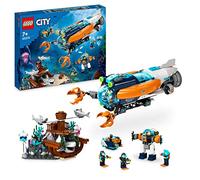 LEGO 60379 City Le sous-Marin d’Exploration en Eaux Profondes, Jouet avec Drone, Figurines Requin, Épave et Minifigurines Plongeur, Cadeau pour Enfants, Garçons, Filles Dès 7 Ans à Noël