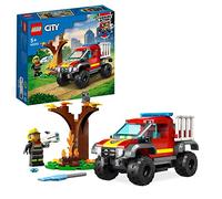 LEGO 60393 City Sauvetage en Tout-Terrain des Pompiers, Cadeau de Noël, Jouet Camion avec Lanceur d'Éléments d'eau, Minifigurine Pompier et Chat, Garçons et Filles de 5 Ans