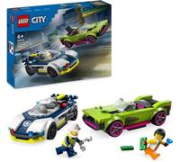LEGO 60415 City La Course-Poursuite entre la Voiture de Police et la Super Voiture, Jouet avec Minifigurines, Cadeau Enfants