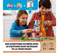LEGO 71407 Super Mario Ensemble d’Extension La Tour Gelée et le Costume de Peach Chat, Figurine Toad, Jouet Château, Enfants 8 Ans