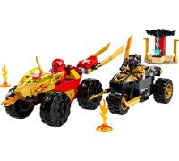 LEGO 71789 NINJAGO Set de poursuite avec le bolide de Kai et la moto de Ras, jouet pour enfants à partir de 4 ans, jouet de voiture ninja à construire, minifigure à collectionner