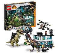 LEGO 76949 Jurassic World L’Attaque du Giganotosaurus et du Therizinosaurus, Jouet de Construction avec Dinosaure, Hélicoptère et Buggy, Inclut 6 Minifigurines, Cadeau pour Enfants Dès 9 Ans