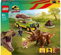 LEGO 76959 Jurassic Park Triceratops-Recherche, jouet dinosaure avec figurine et voiture à collectionner pour le 30e anniversaire
