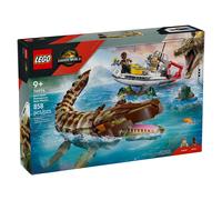 LEGO 76974 Le bateau en mission et le mosasaure en briques