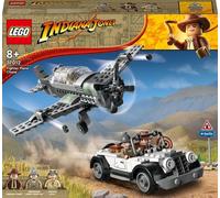 LEGO 77012 Indiana Jones Fuyant le chasseur Set d'action avec modèle d'avion constructible et voiture-jouet d'époque, plus 3 minifigures, Le film de la dernière croisade