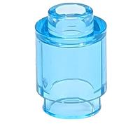 LEGO Accessoires de construction : 1 x 1 bleu trans-clair (bleu transparent) brique ronde, vrac - 100 pièces par paquet