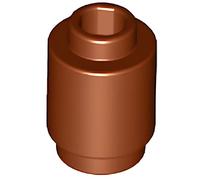 LEGO Accessoires de construction 1 x 1 brique ronde marron rougeâtre - 100 pièces par paquet