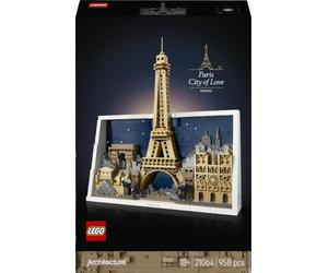 LEGO Architecture Paris, Ville de l’Amour - Maquette Miniature DIY pour Adulte - Décoration Intérieure - Panneau Mural 3D avec Monuments Parisiens Emblématiques Dont Tour Eiffel - Idée Cadeau 21064