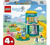 LEGO Bluey Playground Fun with Bluey and Chloe - Toy for 4+ Year Old Girls & Boys - INCL. 2 Minifigures, a Functional Pink See-Saw, Slide, Climbing Frame & 3 Plants - Gift for TV Show Fans - 11201