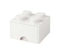 LEGO Boîte de Rangement Brique 4 Plots avec Tiroir Blanc - Organiseur Empilable Jouets et Bureau