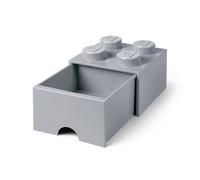 LEGO Boîte de Rangement Brique 4 Plots avec Tiroir Gris Pierre Moyen - Organiseur Empilable