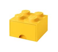 LEGO Boîte de Rangement Brique 4 Plots avec Tiroir Jaune - Organiseur Empilable Jouets et Bureau
