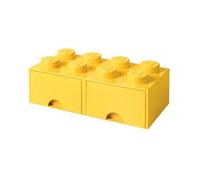 LEGO Boîte de Rangement Brique 8 Plots avec 2 Tiroirs Jaune - Organiseur Empilable Jouets et Bureau