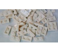 LEGO Bricks - Lot de 50 plaques de Grille, 1 x 2 tenons, Blanches