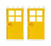 LEGO Briques Cadre avec Porte, 1 x 4 x 6 cm, Blanc/Jaune, 2 pièces
