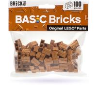 Lego Briques murales Medium Nougat 1 x 2 (100 pièces) - Briques Lego individuelles marron pour votre mur Lego, briques marron pour votre château Lego ou votre ville | Basic Bricks (98283)