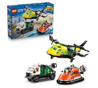 LEGO City 3-en-1 Avion, Camion d’Assistance et Aéroglisseur Modulable - Jeu de Construction - Maquettes de Véhicules de Secours à Combiner - 3 Minifigurines - Idée Cadeau STEM pour Garçon 7 Ans 60505